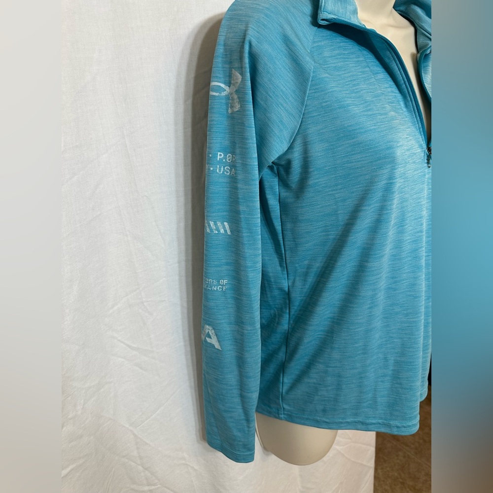 Under Armour Blue HeatGear Quarter-Zip Pullover Youth Large - Picture 3 of 5